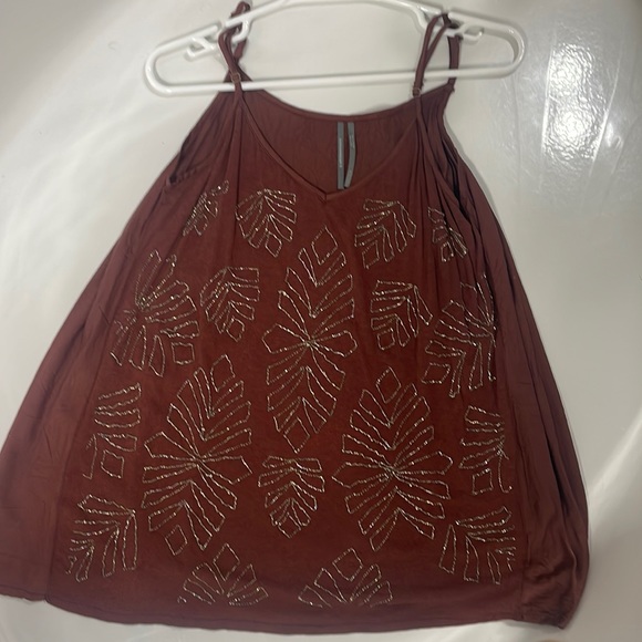Anthropologie Beaded Rusty Brown A-Line Tank . NEW w/out tags . Never worn . - Picture 1 of 7